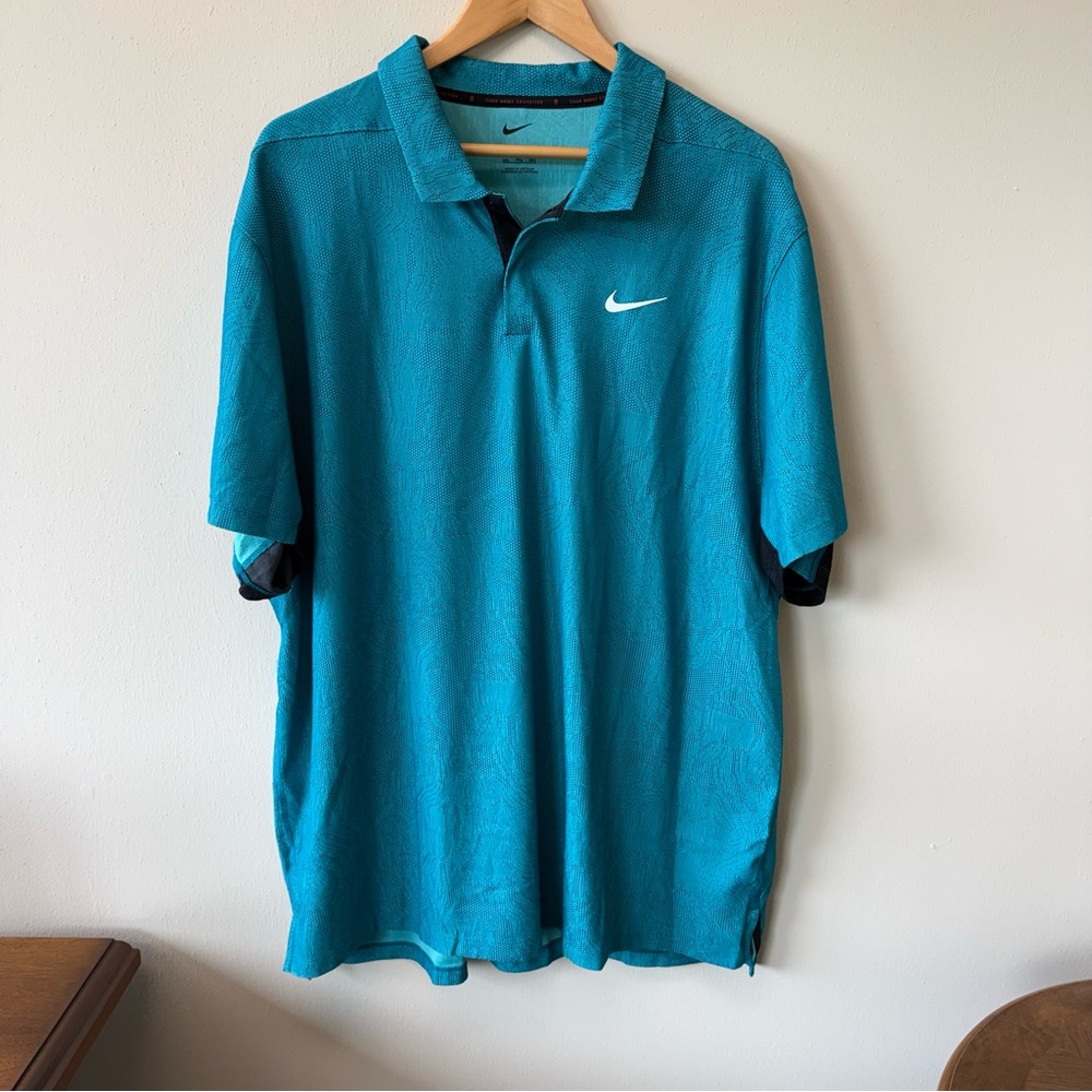 NIKE Dri-Fit ADV Tiger Woods 25th Golf Polo Men Size XXL DH0711-379 Washed Teal